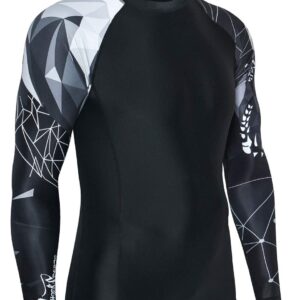 HUGE SPORTS Wildling Series UV Protection Quick Dry Compression Rash Guard (Shark,L)