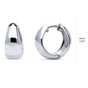 BERRICLE Sterling Silver Small Fashion Hoop Huggie Earrings for Women, Rhodium Plated 0.55"