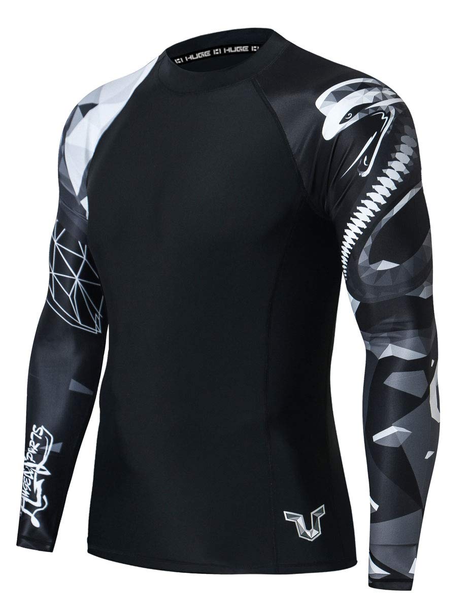 HUGE SPORTS Wildling Series UV Protection Quick Dry Compression Rash Guard (Cobra,M)