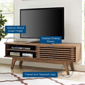 Modway Render 48" Mid-Century Modern Low Profile Media Console TV Stand, 48 Inch, Walnut