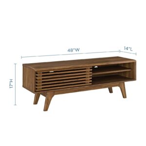 Modway Render 48" Mid-Century Modern Low Profile Media Console TV Stand, 48 Inch, Walnut