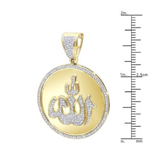 10K Gold Small Religious Muslim Islam God Allah Pendant Diamond Medallion 0.75ctw (Yellow Gold)