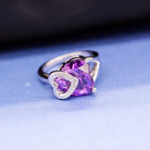 Uloveido Lady Fashion Statement Jewelry Arrow Love Purple Ring Synthetic Alexandrite Ring for Mom Gifts For Women Love Forever J130 (size 9)