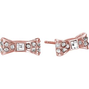 kate spade new york "ready set bow" pave stud earrings, rose gold tone