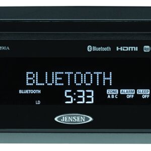 Jensen JWM90A Slimline 3-Zone Source Theater-Style Bluetooth Wallmount Stereo with App Control, DVD/CD-R/RW & MP3 Compatible, Dual HDMI Video Output, HDMI ARC, USB Play MP3/WMA Files, Rear RCA In/Out