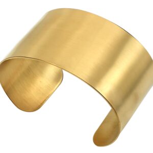 COUYA Gold Plated Wide Matt Cuff Bangle Bracelets for Women Blank Satin Bracelet Wristband Adjustable Size