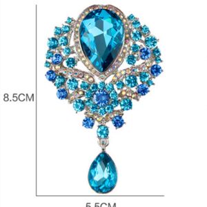 Reizteko Wedding Bridal Big Crystal Rhinestone Bouquet Brooch Pin for Women (Light Blue)