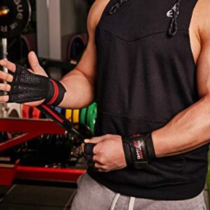 OHMY FIT All-in-One Wrist Wrap Glove: Elevate Your Workout with Ventilation, Callus Prevention & Wrist Support - 22" L x 3" W. Ideal for Powerlifting, Strength Training, CrossFit. (Medium)