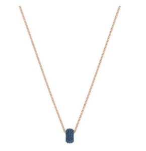 swarovski stone round pendant, blue, rose gold plating