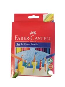 faber-castell 36 colors tri/triangular easy grip colored pencils pre-sharpened for kids and adult coloring book,ideal for christmas gifts (pack of 36)