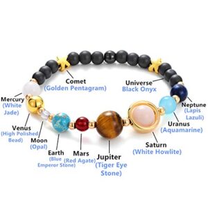 CULOVITY Handmade Universe Guardian Bracelets Nine Planets Star Natural Stone Astronomy Bracelet for Women Men Gift 1Pcs