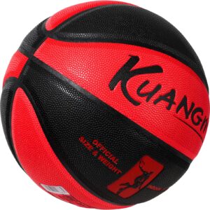 kuangmi personalized basketball fancy streetball indoor outdoor (size 7/29.5”) (black red)