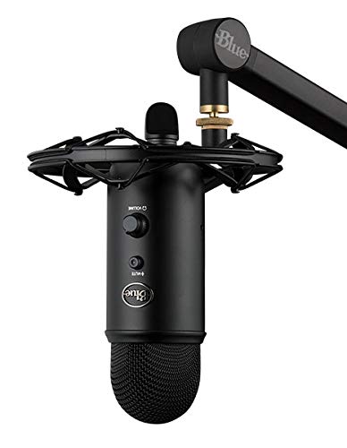 Blue Microphones Compass Premium Tube-Style Microphone Broadcast Boom Arm with Internal Springs, Desktop Clamp and Built-in Cable Management for Recording, Gaming, Streaming, Podcasting - Black