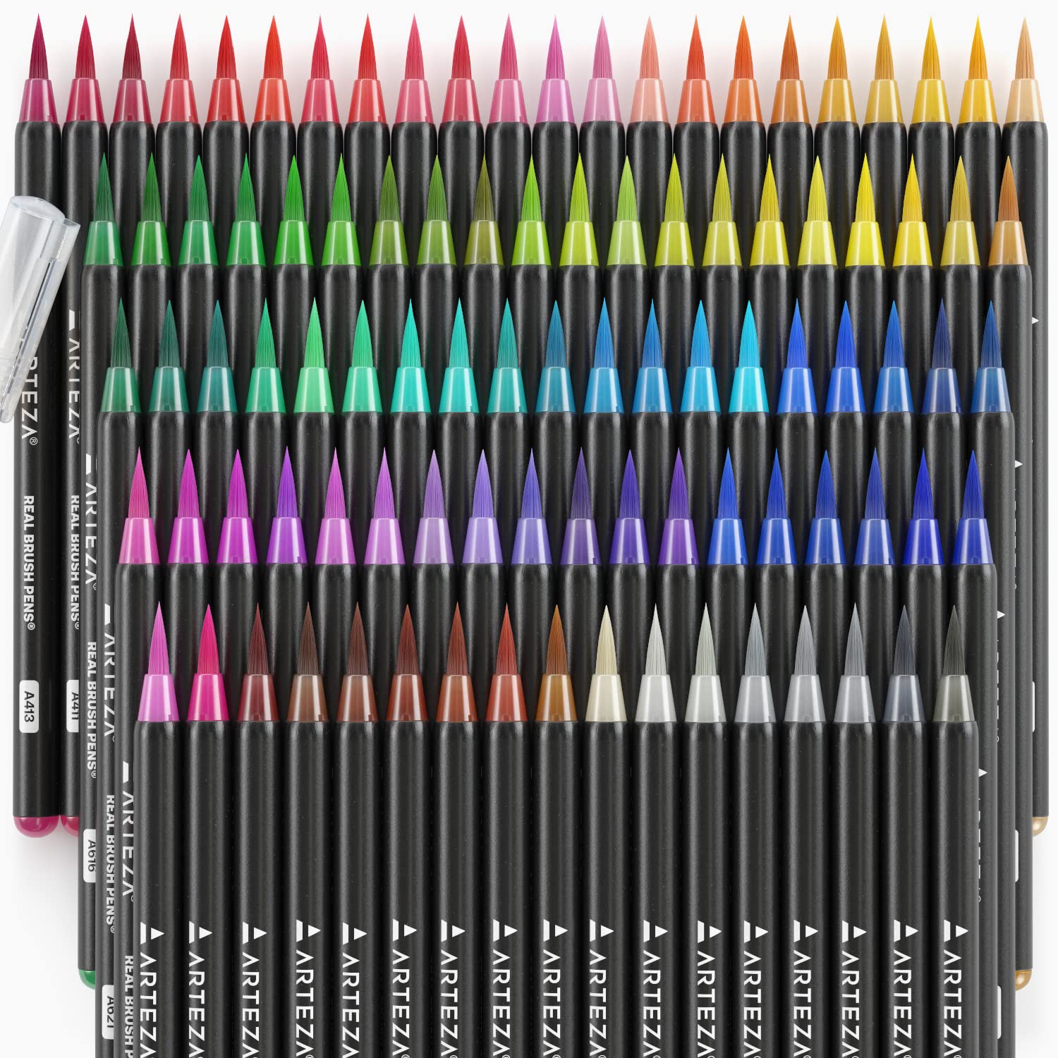 ARTEZA Real Brush Pens, 96 Watercolor Pens, Drawing Markers with Flexible Brush Tips, Watercolor Markers for Artists, and Beginners