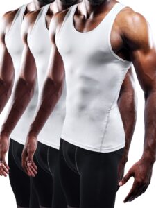 neleus men's athletic 3 pack compression tank top dry fit undershirts,white,2xl,eur 3xl