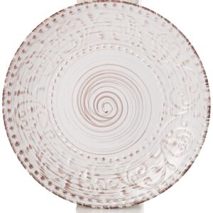 Elama Embossed Stoneware Ocean Dinnerware Dish Set, 16 Piece, Seashell and White Sand