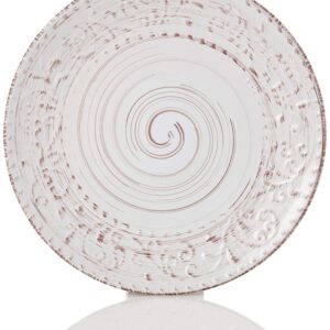 Elama Embossed Stoneware Ocean Dinnerware Dish Set, 16 Piece, Seashell and White Sand