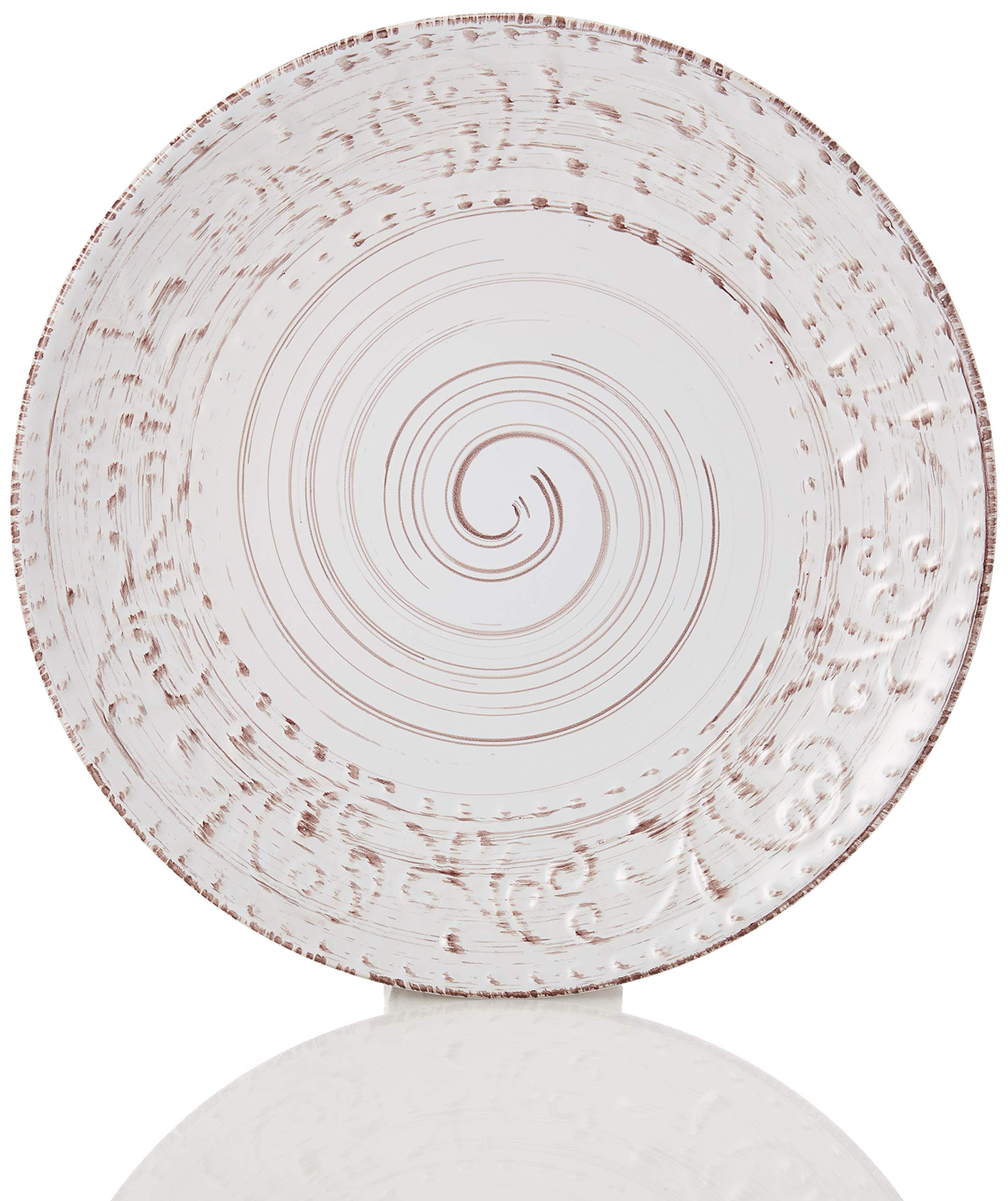 Elama Embossed Stoneware Ocean Dinnerware Dish Set, 16 Piece, Seashell and White Sand