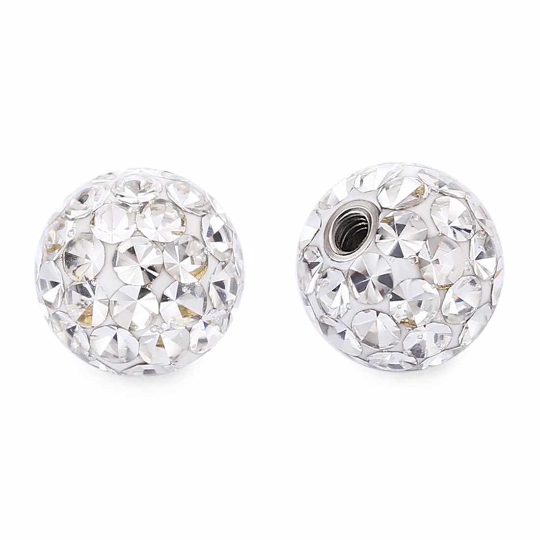 COTTVOTT 4mm(16G) 6mm(14G) 8mm(14G) Body Piercing Jewelry Replacement Screw Balls for Earrings Tongue Belly Rings (8mm White)