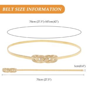 E-Clover Fashion Stretch Belts for Women Gold Skinny Belt for Dress Waistband