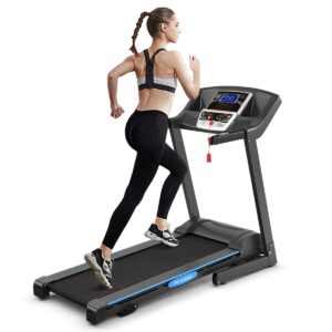 gymax folding treadmill, electric motorized running machine with lcd monitor & incline options, home use running walking jogging machine for cardio workout fitness