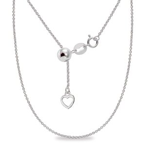 b. brilliant sterling silver rolo bolo adjustable chain necklace for women men, adjusts from 14-20" inches