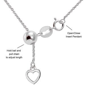 B. BRILLIANT Sterling Silver Rolo Bolo Adjustable Chain Necklace for Women Men, Adjusts from 14-20" Inches