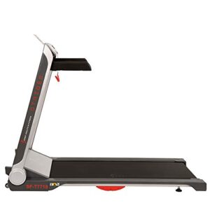 Sunny Health & Fitness Electric Slim Folding Running Treadmill with Wide Belt, Tablet Holder, Speakers, 250 lb Max Weight, No Assembly - Strider, SF-T7718, Gray