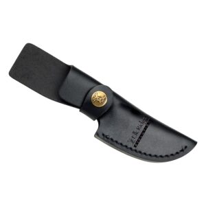 Elk Ridge Evolution - Outdoors Fixed Blade Hunting Knife - Satin Finish Drop Point Blade with Gut Hook, Black G10 Handle, and Leather Sheath - ERE-FIX014GH-BK