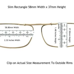 Slim Rectangle NON Polarized Yellow Lens Clip On Sunglasses (Pewter-NON Polarized Yellow Lens, 54mm Width x 33mm Height)