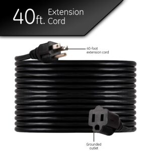 UltraPro Outdoor Extension Cord, 40 Ft, Heavy Duty Extension Cord, Double Insulated, Grounded, 16 Gauge, 3 Prong Extension Cords, General Purpose Long Extension Cord, UL Listed, Black, 36826