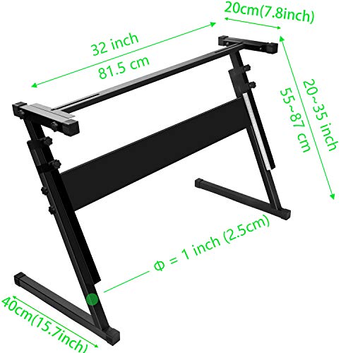 Luvay Keyboard Stand for 61 or 54 keys, Z-Style, Height Adjustable, Light Weight (1-inch steel)