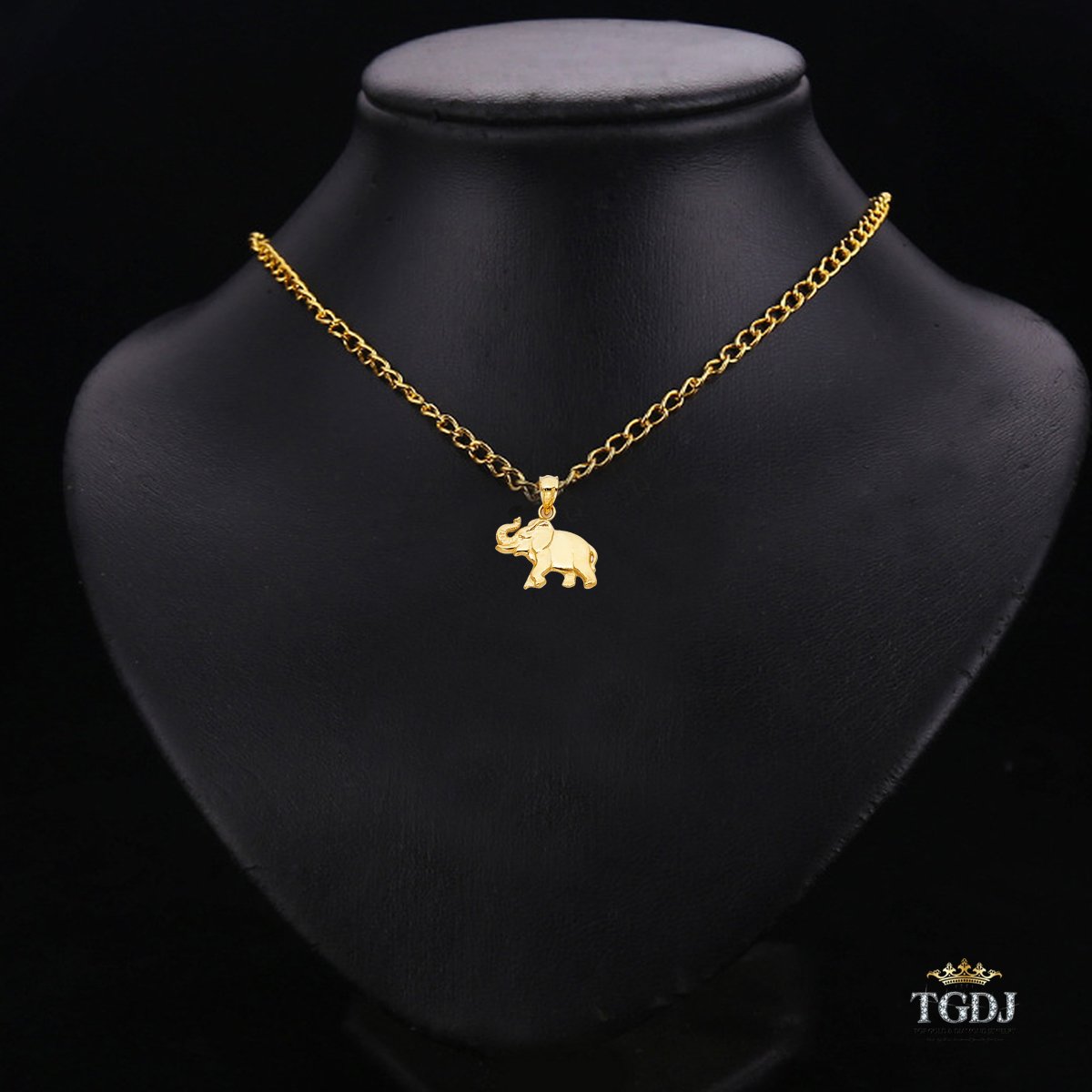 TGDJ 14K Yellow Gold Elephant Pendant- (Height 11 MM Width 16 MM)