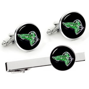 Kooer Birthday Gifts For Husband, Elven Leaf Cufflinks Wedding Cuff Links Tie Clip Gifts For Groomsman Best Man (Elven Leaf cufflinks tie clip set)