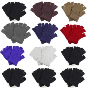 gelante classic adult winter fingerless knitted magic gloves wholesale lot 12 pairs - 9907-assorted