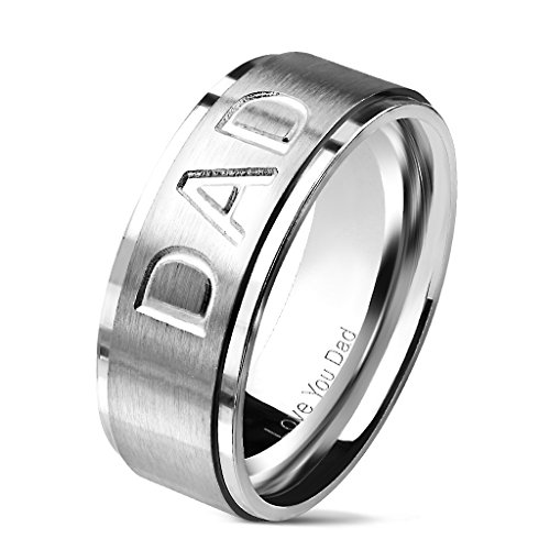 Artisan Owl Dad Deep Etched Stainless Steel Stepped Ring with Love You Dad Printed Inside (12)