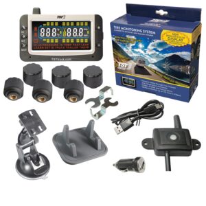 tst 507 tire pressure monitoring system with 6 cap sensors and color display for metal/rubber valve stems by truck system technologies, tpms for rvs, campers and trailers