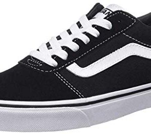 Vans Women's WM Ward Sneaker, Black ((Suede/Canvas) Black/White Iju), 8.5