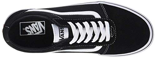 Vans Women's WM Ward Sneaker, Black ((Suede/Canvas) Black/White Iju), 8.5