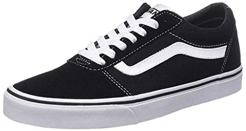 Vans Women's WM Ward Sneaker, Black ((Suede/Canvas) Black/White Iju), 8.5