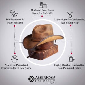 American Hat Makers Cyclone Western Leather Cowboy Hat for Men & Women – Western Style