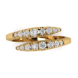 0.44 ct Brilliant Round Cut Clear Simulated Diamond 14k Yellow Gold Wedding Engagement Promise anniversary Band Sz 5.75