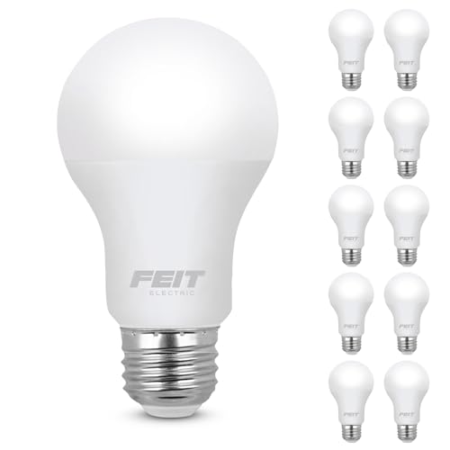 Feit Electric A19 LED Light Bulbs, 60W Equivalent, Non Dimmable, 800 Lumens, E26 Standard Base, 5000k Daylight, 80 CRI, 10 Year Lifetime, Energy Efficient, 10 Pack, A800/850/10KLED/10