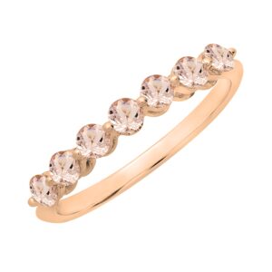 dazzlingrock collection round morganite ladies 7 stones wedding band ring in 10k rose gold, size 9