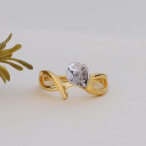 Wishrocks Round Cut White Natural Diamond Accent Calla Lily Ring Jewelry For Women In 14K Yellow Gold Over Sterling Silver (Color- I-J, clarity- I2-I3) Ring Size- 7.5