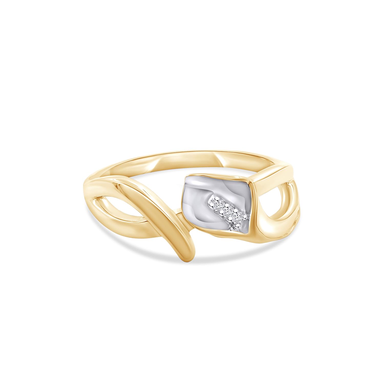 Wishrocks Round Cut White Natural Diamond Accent Calla Lily Ring Jewelry For Women In 14K Yellow Gold Over Sterling Silver (Color- I-J, clarity- I2-I3) Ring Size- 7.5