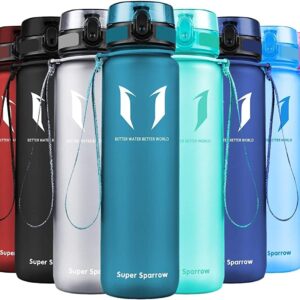 Super Sparrow Water Bottle - 17 oz - BPA & Toxic Free Tritan Water Bottles - One Touch Opening - Leak-proof Plastic Bottle - Kids Water Bottle for Office, Gym, Outdoor, Sports