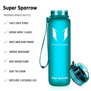 Super Sparrow Water Bottle - 17 oz - BPA & Toxic Free Tritan Water Bottles - One Touch Opening - Leak-proof Plastic Bottle - Kids Water Bottle for Office, Gym, Outdoor, Sports