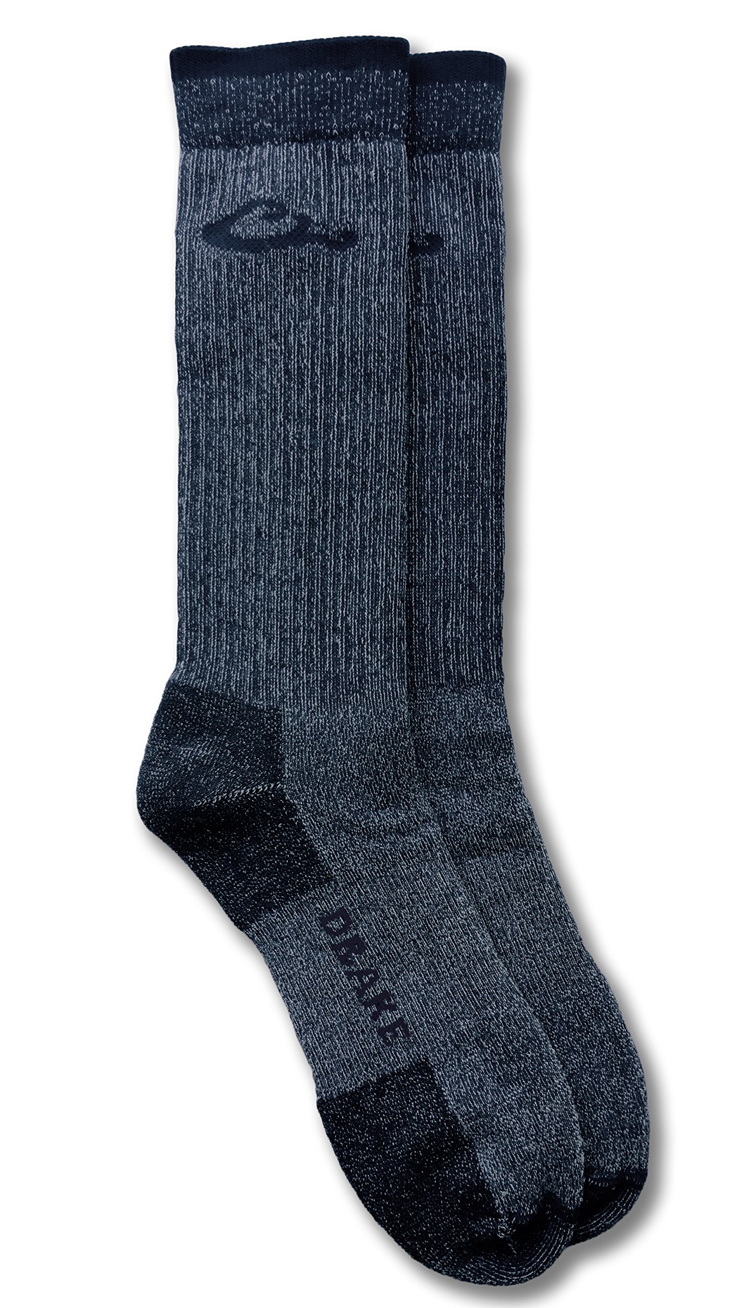 Drake Premium Thermal 80% Merino Wool Smooth Toe Hiking Crew Socks 1 Pair (Denim, Men's Shoe Size 9-13)