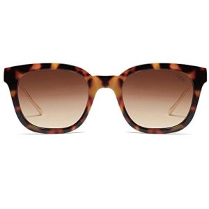 SOJOS Classic Square Polarized Sunglasses Womens Mens Retro Trendy Shades UV400 Sunnies, Amber Tortoise/Brown